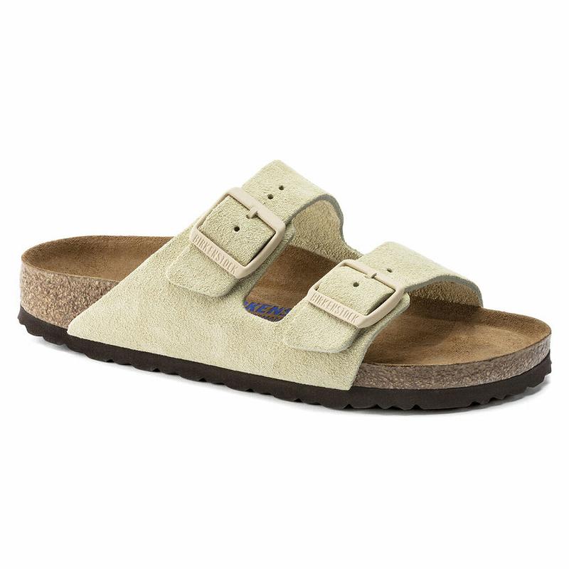 Birkenstock Soft Footbed Ruskind Læder Arizona Dame Gul | DK 66NWY